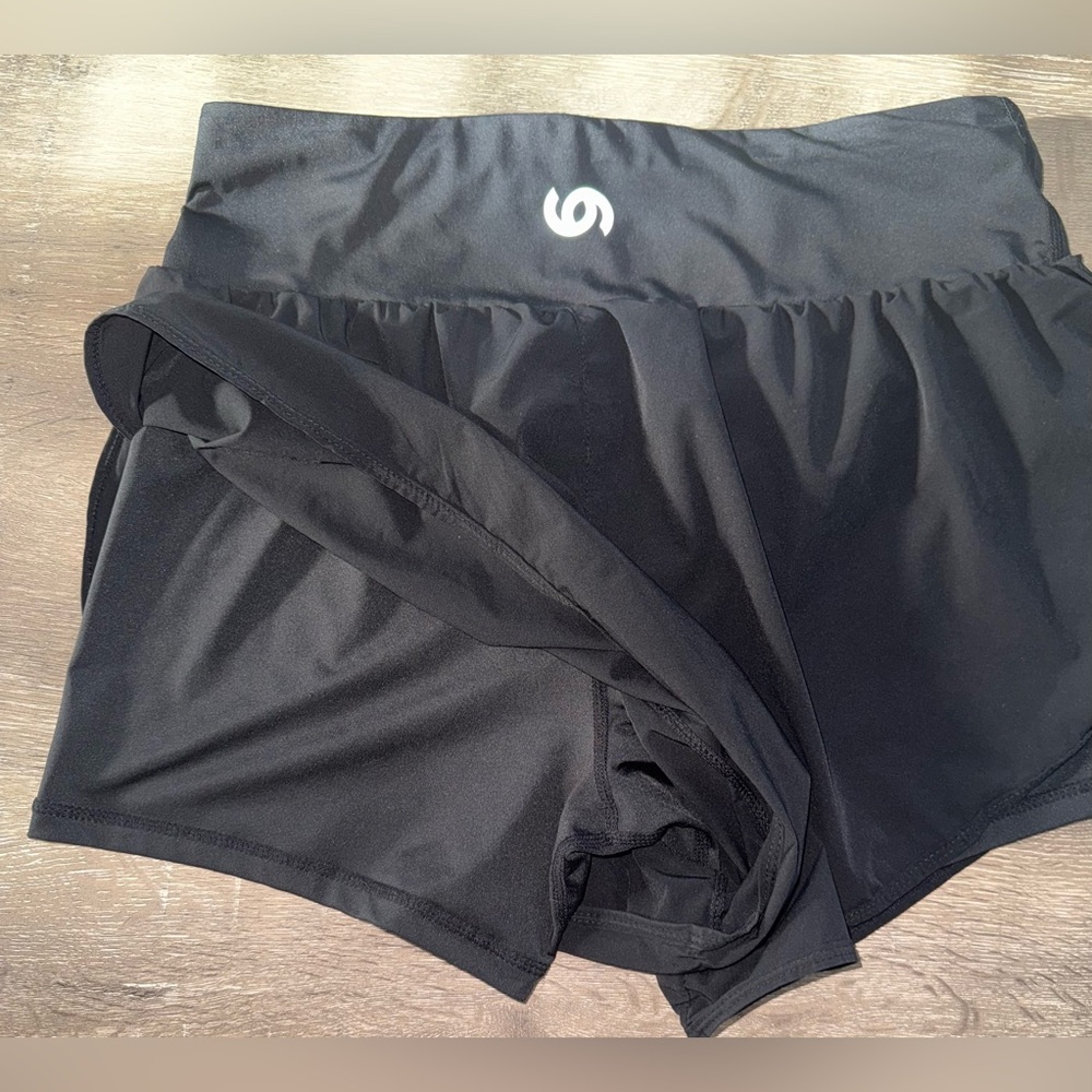 Cadmus Black 2-in-1 Running Shorts with Liner, Size Large